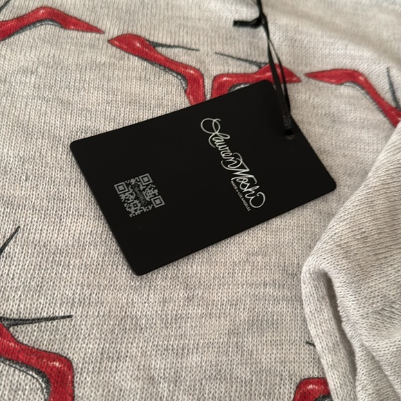 LAUREN MOSHI LIGHTWEIGHT KNIT PULLOVER SWEATER HEART STILETTOS 👠 PRINT SZ S - Picture 11 of 11